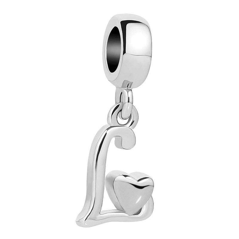KunBead Initials L Letter Alphabet Love Heart Birthday Dangle Charm Compatible with Pandora Bracelet for Women - Image 1